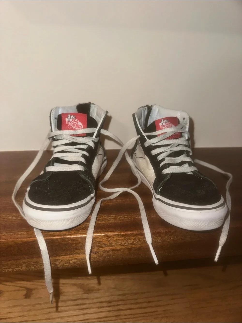 Vans Kids High-Top Sneakers with Snoopy Print - Black & White